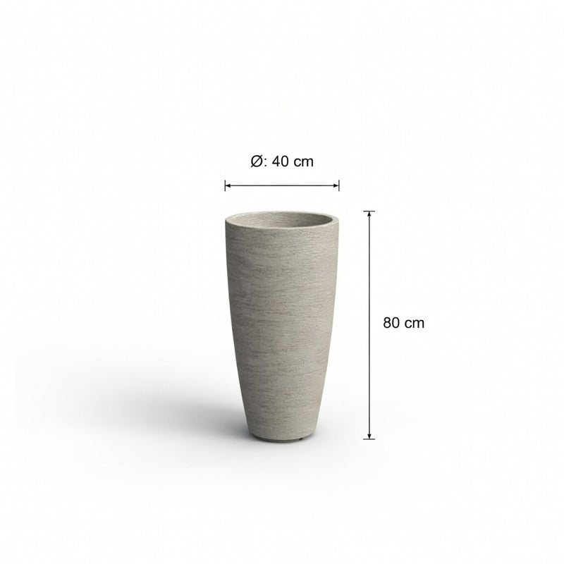 Grote Betonnen Bloembak Buiten | Stonelook | LIV Ø40 x H80 cm