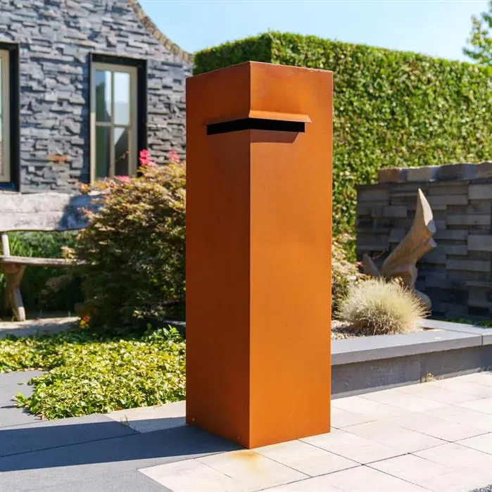 Stehbriefkasten Cortenstahl | IVAR | 350 x 350 x 1200 mm