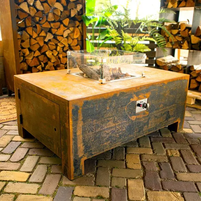 Foyer au gaz extérieur acier corten BRANN