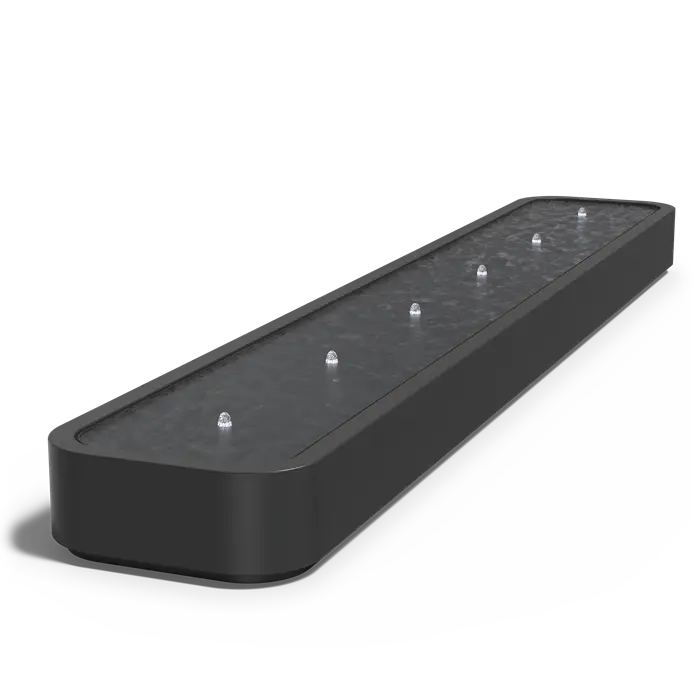 Waterfontein Aluminium Organisch met LED – 6000 x 1000 x 400 mm (6 fountains + LED)