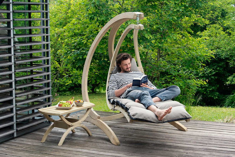 SET: Amazonas Hangstoel Swinger Lounger + Ophangframe + Beschermhoes - Antraciet/Taupe