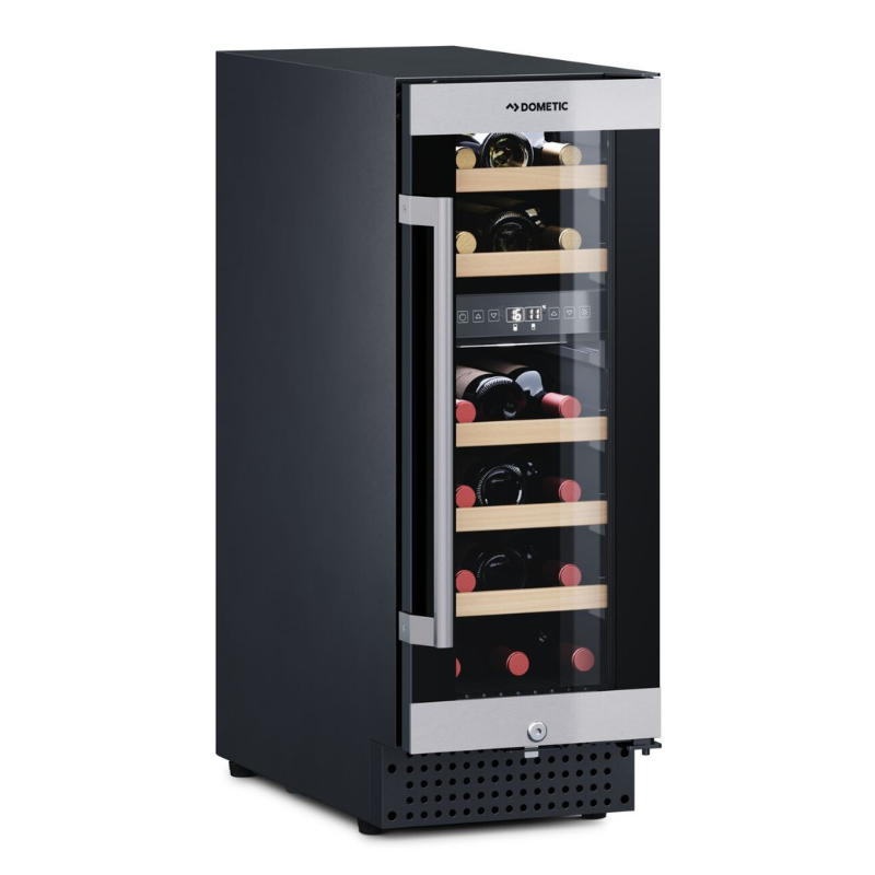 Cave à vin Dometic | Porte vitrée | 2 zones de température | Inox noir | 18 bouteilles