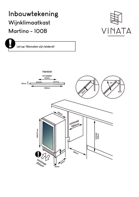 Vinata Martino wijnklimaatkast - vol glazen deur - 30 flessen