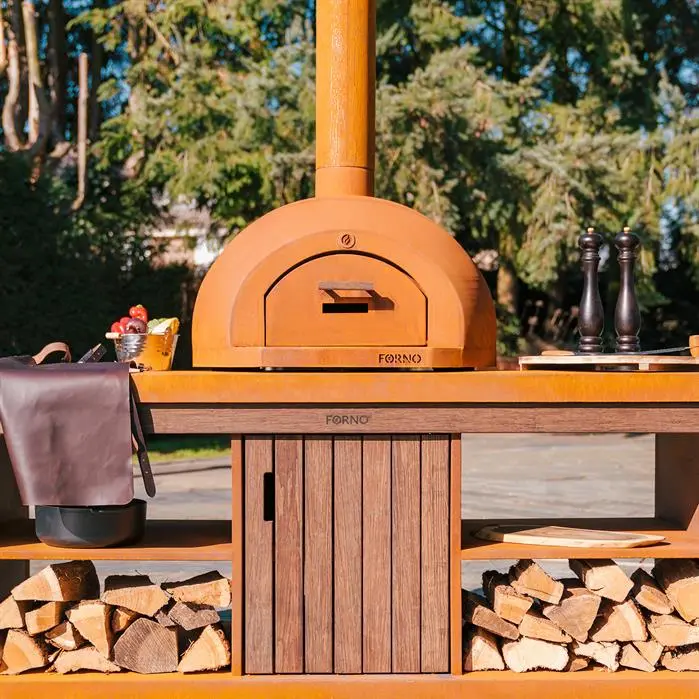 Holzbefeuerter Pizzaofen Cortenstahl Forno Dome
