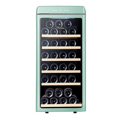 Vinata Forcellina wijnkoelkast - retro groen - glazen deur - 42 flessen