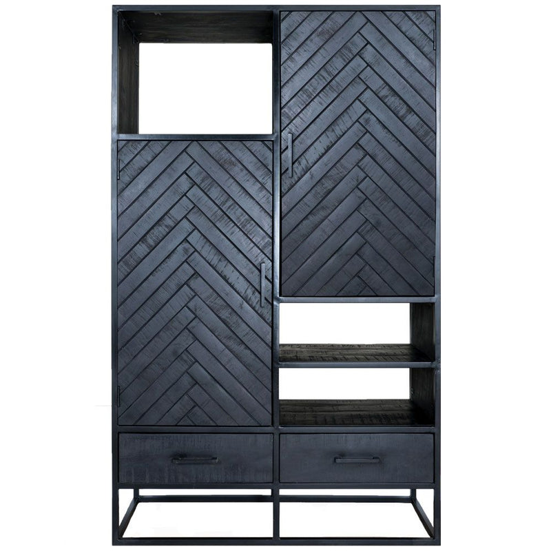 Buffet à chevrons noir - 180 x 110 cm - Viktor