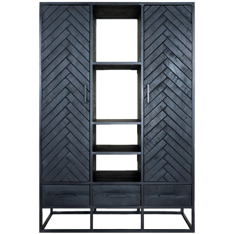 Visgraat Buffetkast Zwart Mangohout - 180 x 120 cm - Jules