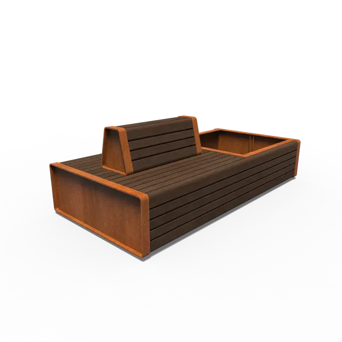 Banc d'arbre acier corten double STORR – Bambou 230 x 110 x 76.5 cm