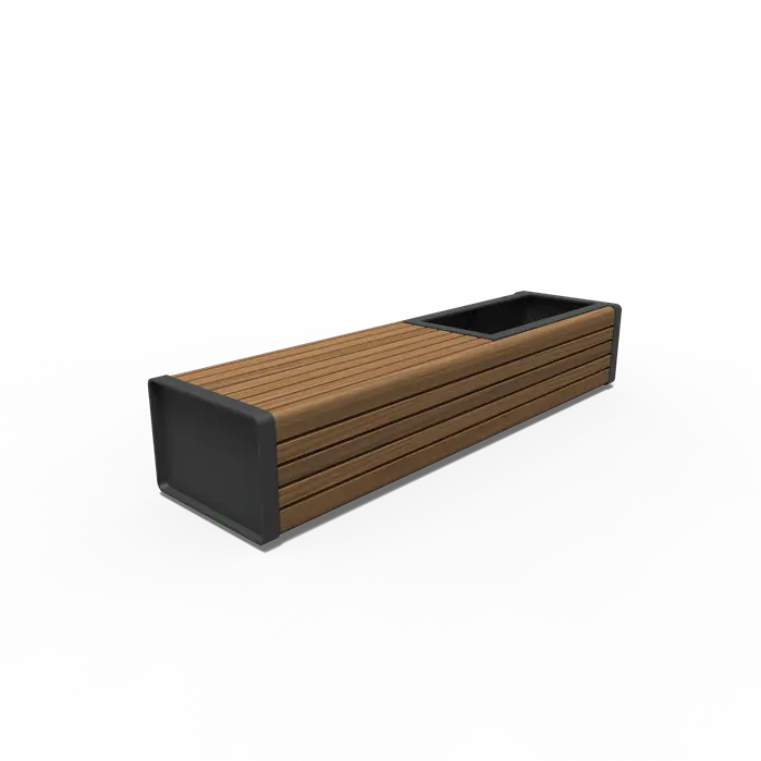 Banc d'arbre aluminium simple STORR 230 cm – Kebony 230 x 111 x 76.5 cm