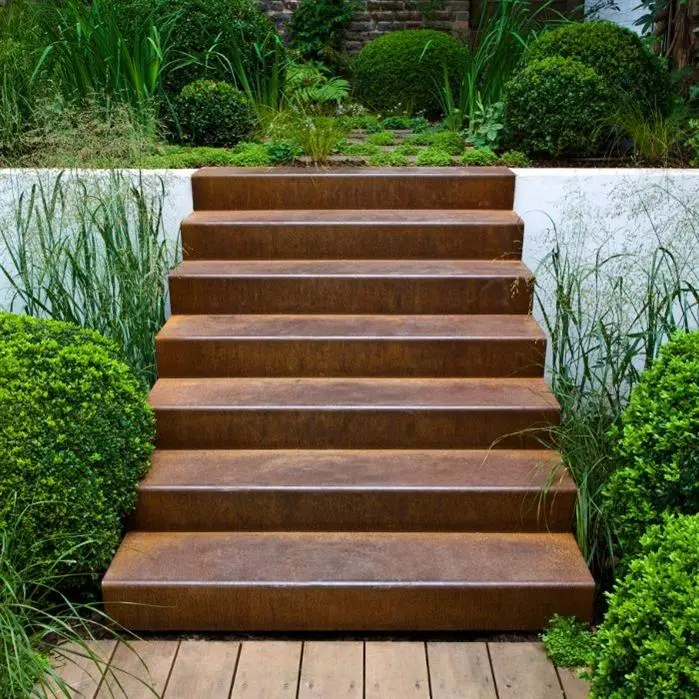 Escalier de jardin acier corten 2 à 17 marches