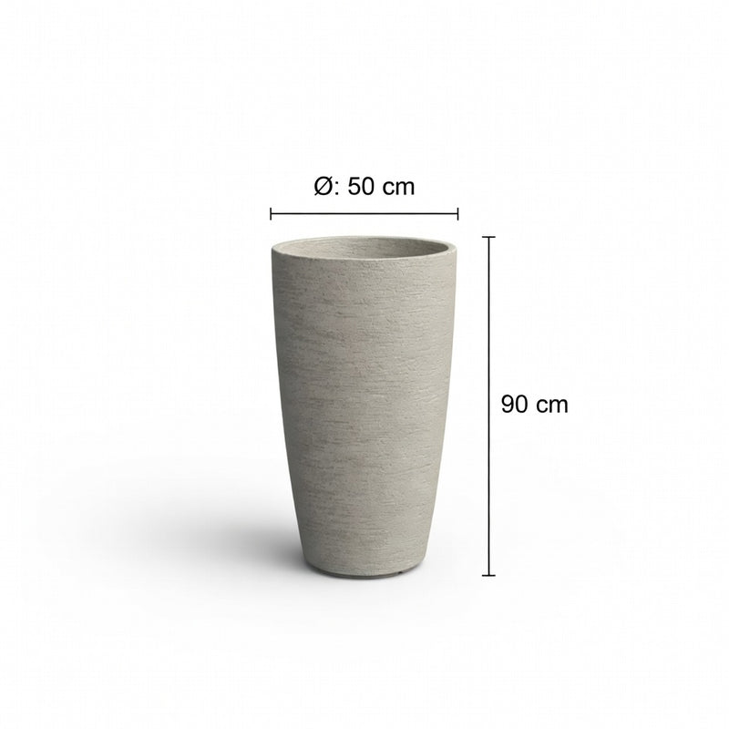 Grote Betonnen Bloembak Buiten | Stonelook | LIV Ø50 x H90 cm
