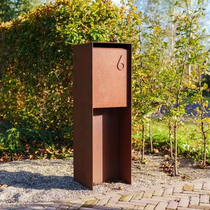 Staande Brievenbus Cortenstaal | FLYN | 350 x 350 x 1200 mm