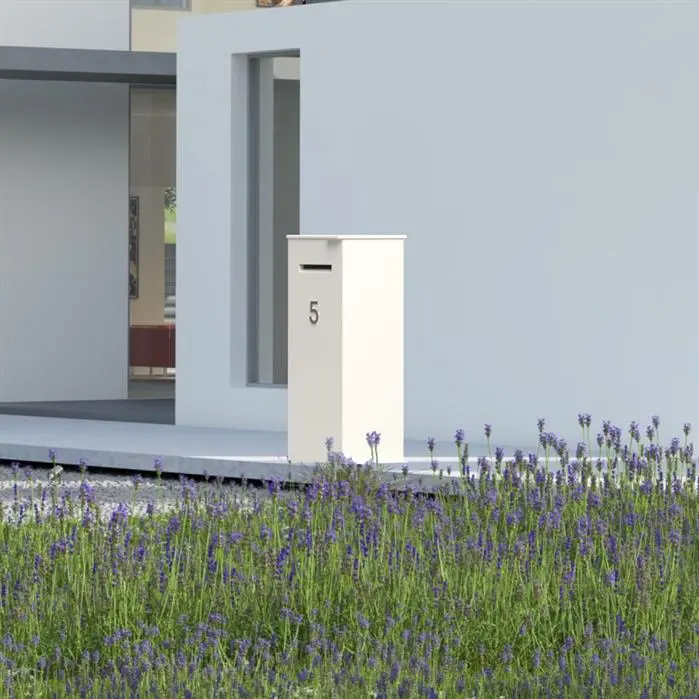 Staande Pakketbrievenbus Aluminium | CASE | 518 x 458 x 1200 mm | Wit