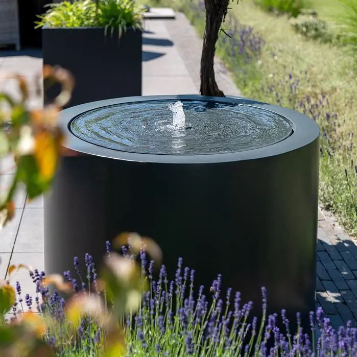 Waterfontein Rond Aluminium met Verlichting