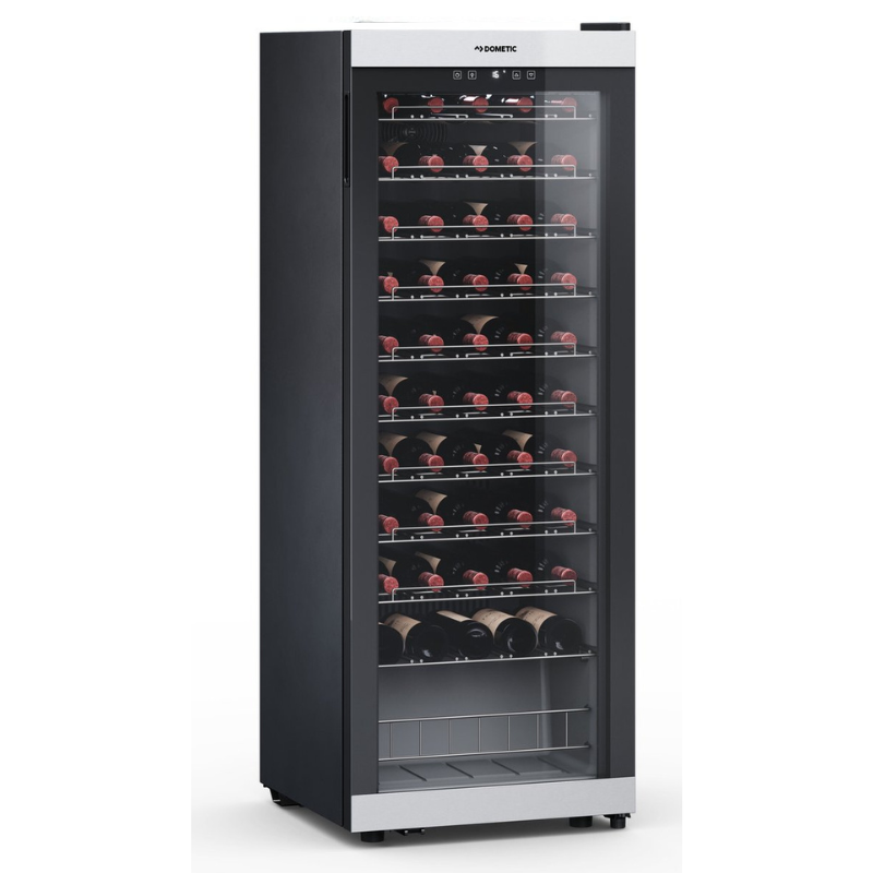 Dometic Wijnkoelkast C55F | Glazen deur | 1 Temperatuurzone | Zwart RVS | 55 flessen