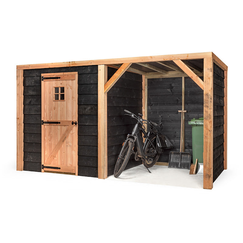Houten Schuur Met Overkapping Volente Nova | Luxe Douglas Tuinberging | 381 x 196 x 208 cm