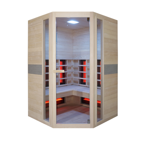 Infrarood Sauna Hoekmodel Jade | 2persoons | Hemlock | Glazen Deur | Bluetooth