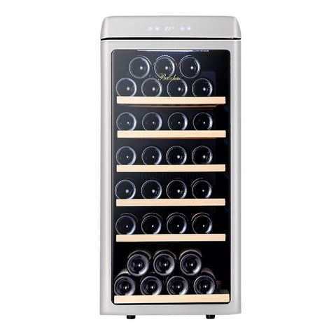 Vinata Forcellina wijnkoelkast - retro zilver - glazen deur - 42 flessen